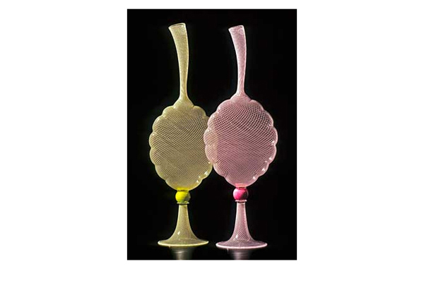 Dante Marioni | Pink and Chartreuse Reticello Leaves